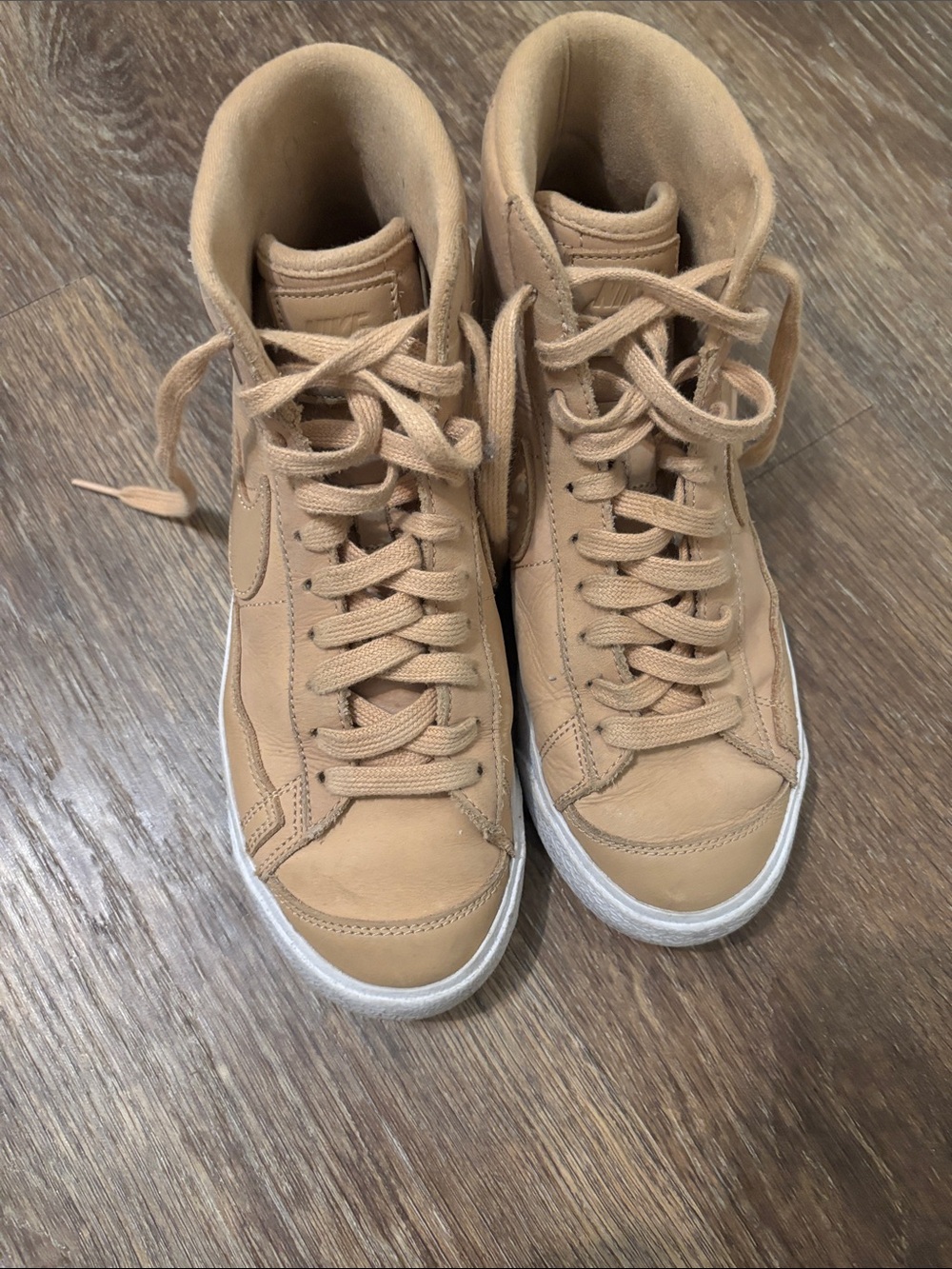 High-Top Leather Sneakers in Tan